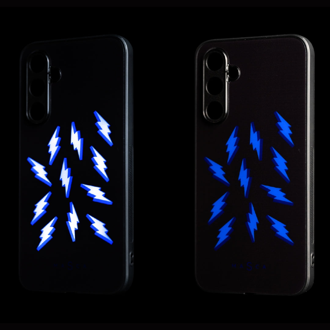 Blue Thunderstorm - Glow LED Phone Case with Lightning Bolt Design