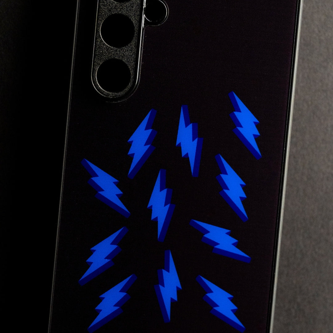 Blue Thunderstorm - Glow LED Phone Case with Lightning Bolt Design