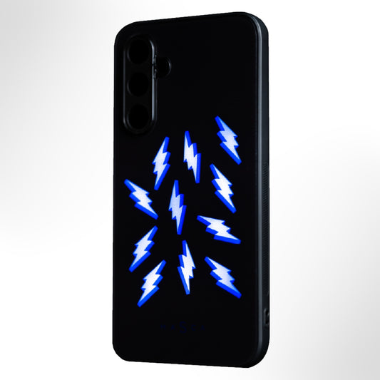Blue Thunderstorm - Glow LED Phone Case with Lightning Bolt Design