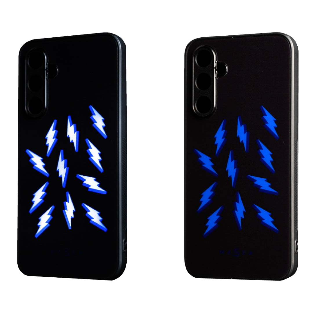 Blue Thunderstorm - Glow LED Phone Case with Lightning Bolt Design